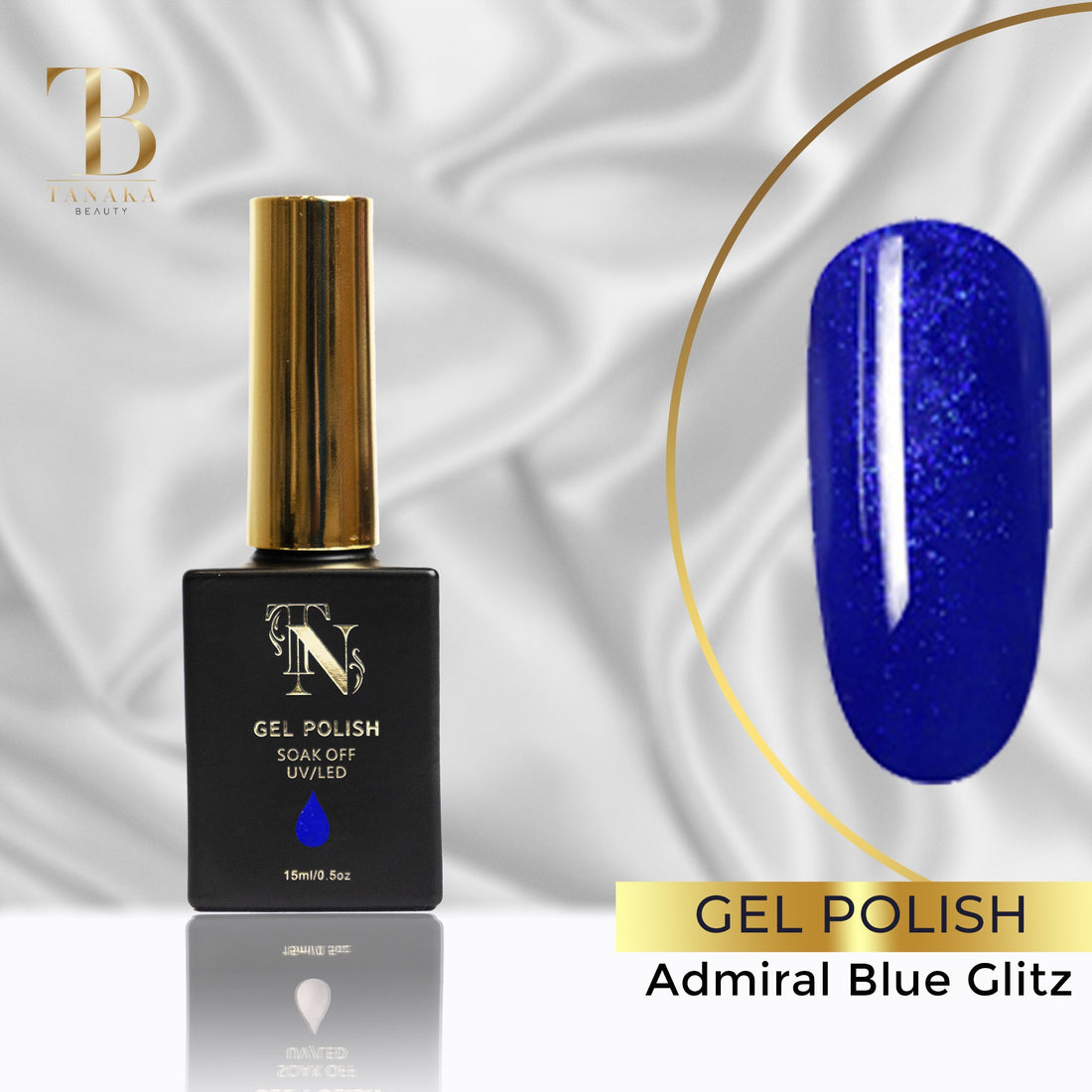 Admiral Blue Glitz Gel Nail Polish 15ml