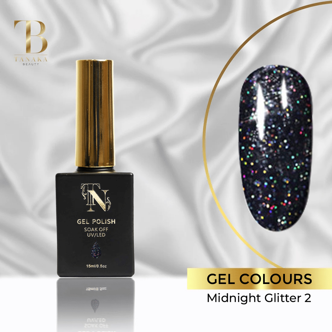 Midnight Glitter 2 Gel Nail Polish 15ml