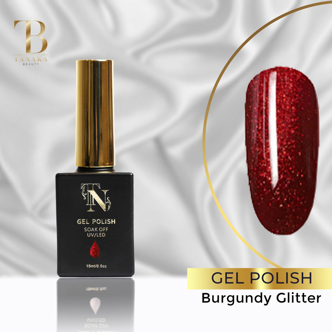 Gel Colors Nail Polish (Burgundy Glitter) by Tanaka Nails