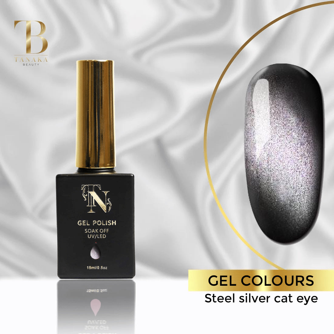 Steel Silver Cat Eye Gel Nail Polish 15ml