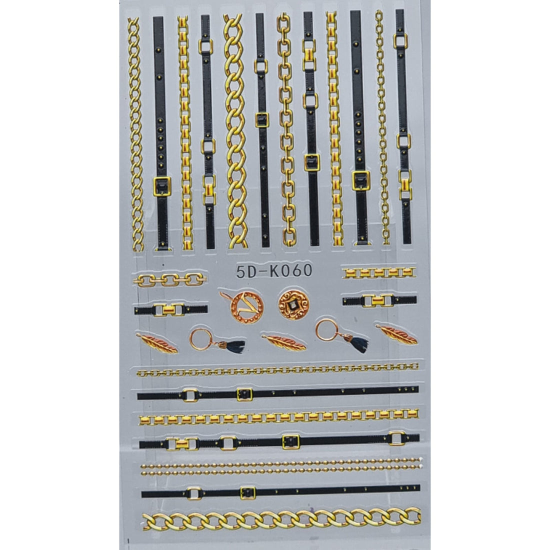 Nail Art Stickers - Gold Chains - KO 060